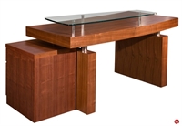 Picture of COX Contemporary Veneer Curve Desk with Glass Top