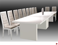 Picture of COX Contemporary White Expandable Conference Dining Table with Leather Chairs