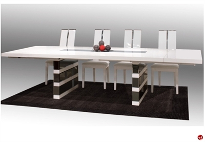 Picture of COX Contemporary White Expandable Conference Dining Table with Leather Chairs