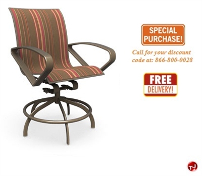 Picture of Homecrest Benton Aluminum Outdoor Swivel Rocker Barstool Sling Chair