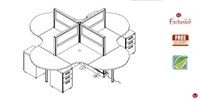 Picture of PEBLO Cluster of 4 Person 5' x 5' Desk Workstation