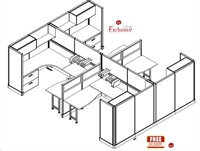 Picture of PEBLO 6' x 8' 4 Person U Shape Office Desk Cubicle Workstation