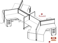 Picture of PEBLO 4' x 4' 6 Person POD Cubicle Desk Workstation