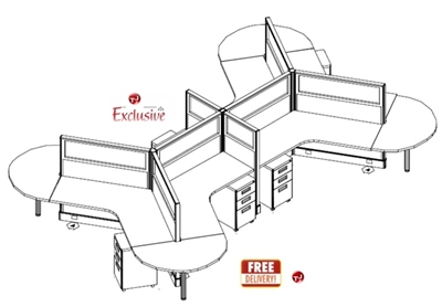 Picture of PEBLO Cluster of 6 Person Cubicle Office Desk Workstation