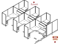 Picture of PEBLO Cluster of 5 Person L Shape 6' x 6' Cubicle Desk Workstation