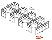 Picture of PEBLO Cluster of 8 Person 8' x 8' Cubicle Desk Workstation