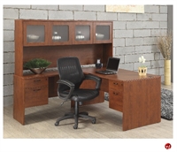 Picture of QSP 72" L Shape Office Desk Workstation with Glass Door Overhead