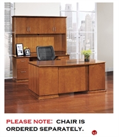Picture of QSP Bowfront Veneer Office Desk with Kneespace Credenza with Closed Overhead