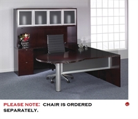 Picture of QSP Veneer U Shape P Top Office Desk Workstation with Glass Door Overhead