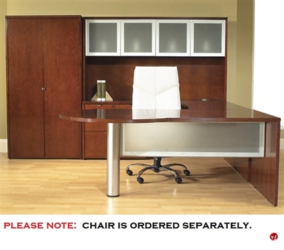 Picture of QSP Contemporary Veneer U Shape Office Desk Workstation, Glass Door Overhead, Wardrobe Storage