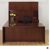 Picture of QSP 72" Bowfront U Shape Veneer Office Desk Workstation, Closed Overhead Storage
