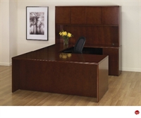 Picture of QSP 72" U Shape Veneer Office Desk Workstation with Closed Overhead Storage