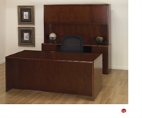 Picture of QSP 72" Bowfront Veneer Executive Office Desk with Kneespace Credenza and Overhead Storage
