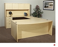 Picture of QSP 72" Bowfront U Shape Office Desk Workstation with Closed Overhead Storage