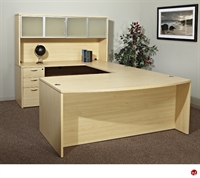 Picture of QSP 72" Bowfront U Shape Office Desk Workstation with Glass Door Overhead