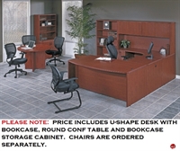 Picture of QSP 72" Bowfront U Shape Desk with Overhead Storage, Round Conference Table