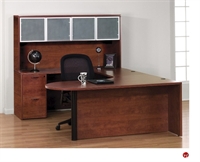 Picture of QSP U Shape D Top Office Desk Workstation with Glass Door Overhead