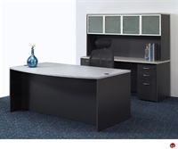 Picture of QSP 72" Bowfront Executive Desk with Storage Credenza and Glass Door Overhead