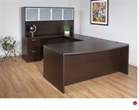 Picture of QSP 72" Bowfront U Shape Office Desk Workstation with Glass Door Overehead
