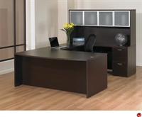Picture of QSP 72" Bowfront U Shape Office Desk Workstation with Glass Door Overhead Storage
