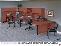 Picture of QSP 2 Person U Shape Office Desk Workstation with Closed Overhead Storage