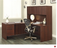 Picture of QSP 66" L Shape Office Desk Workstation with Closed Overhead Storage