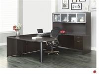 Picture of QSP U Shape D Top Office Desk Workstation with Glass Door Overhead