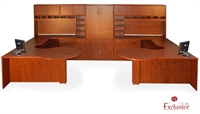 Picture of PEBLO Custom 2 Person U Shape Office Desk Workstation with Closed Overhead Storage