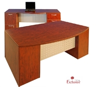 Picture of PEBLO Custom 72" Bowfront Desk with Storage Credenza