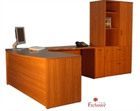 Picture of PEBLO Custom Bowfront L Shape Office Desk Workstation with Mutli Storage Cabinet