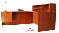 Picture of PEBLO Custom L Shape Office Desk Workstation with Overhead Storage