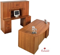 Picture of PEBLO Custom 72" Bowfront Executive Desk Workstation with Kneespace Credenza