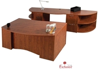 Picture of PEBLO Custom 72" Bowfront Executive Desk Workstation with Kneespace Credenza