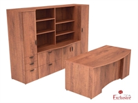 Picture of PEBLO Custom 72" Bowfront Executive Desk Workstation with Storage Credenza