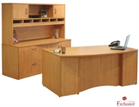 Picture of PEBLO Custom 72" Bowfront Office Desk Workstation with Storage Credenza