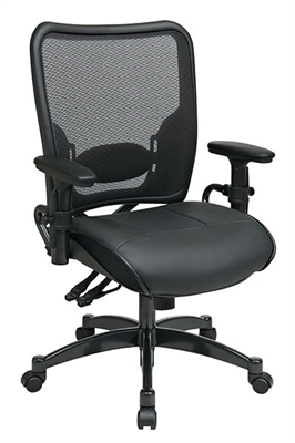 Picture of Ergonomic Multi Function Mid Back Mesh Chair with Leather Seat and Adjustable Lumbar