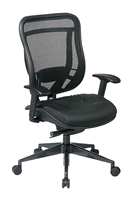 Picture of Ergonomic High Back 300 Lbs Mesh Chair with Leather Seat and Adjustable Lumbar