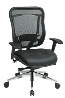 Picture of Ergonomic High Back 300 Lbs Mesh Chair with Leather Seat and Adjustable Lumbar