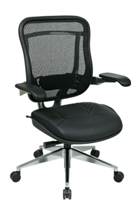 Picture of Ergonomic High Back 300 Lbs Mesh Chair with Leather Seat and Adjustable Lumbar