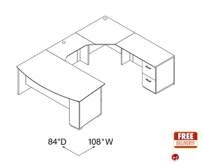 Picture of Veneer 72" Bowfront U Shape Curve Office Desk Workstation