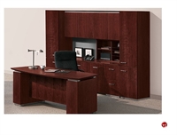 Picture of Veneer 72" Bowfront Executive Desk with Storage Credenza and Wardrobes