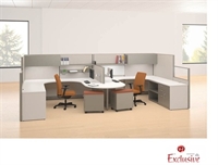 Picture of PEBLO 2 Person U Shape Office Cubicle Workstation with Storage