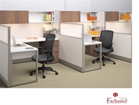 Picture of PEBLO 2 Person L Shape Office Cubicle Workstation, Electrified