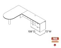 Picture of 72" Veneer L Shape D Top Office Desk Workstation