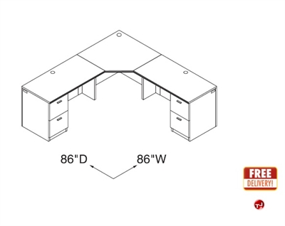 Picture of Veneer 84" L Shape Office Desk Workstation