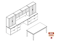 Picture of Veneer 72" Table Desk with Glass Door Kneespace Credenza and Lateral File Bookcase Storage