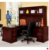Picture of Veneer 72" L Shape Office Desk Workstation with Glass Door Overhead Storage Cabinet