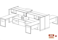 Picture of Cluster of 4 Person Contemporary L Shape Teaming Office Desk Workstation