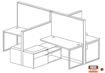 Picture of Cluster of 4 Person Contemorary L Shape Cubicle Desk Workstation