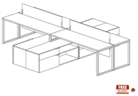 Picture of Cluster of 4 Person Bench Teaming Office Desk Workstation